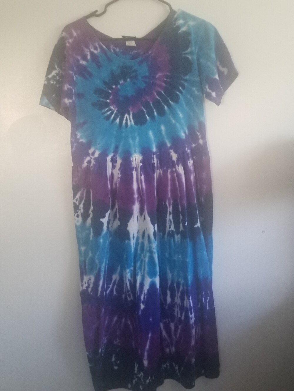 Tie-Dye Spiral Maxi Dress in Blue & Purple